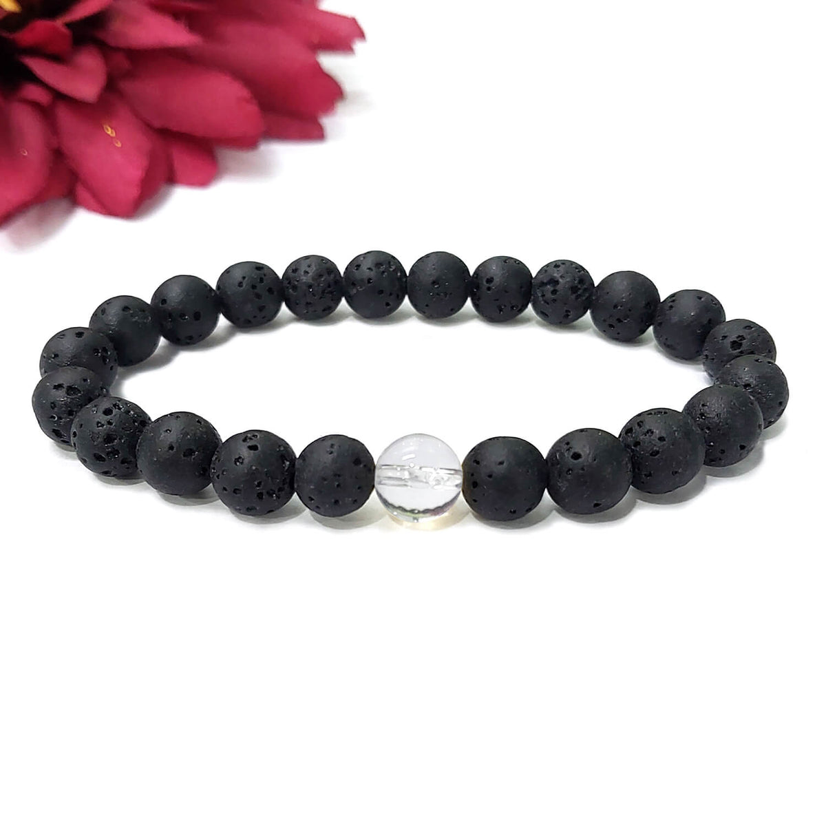 Certified 7 Chakra 8mm Natural Stone Bracelet With Lava Stone - One Br–  Imeora