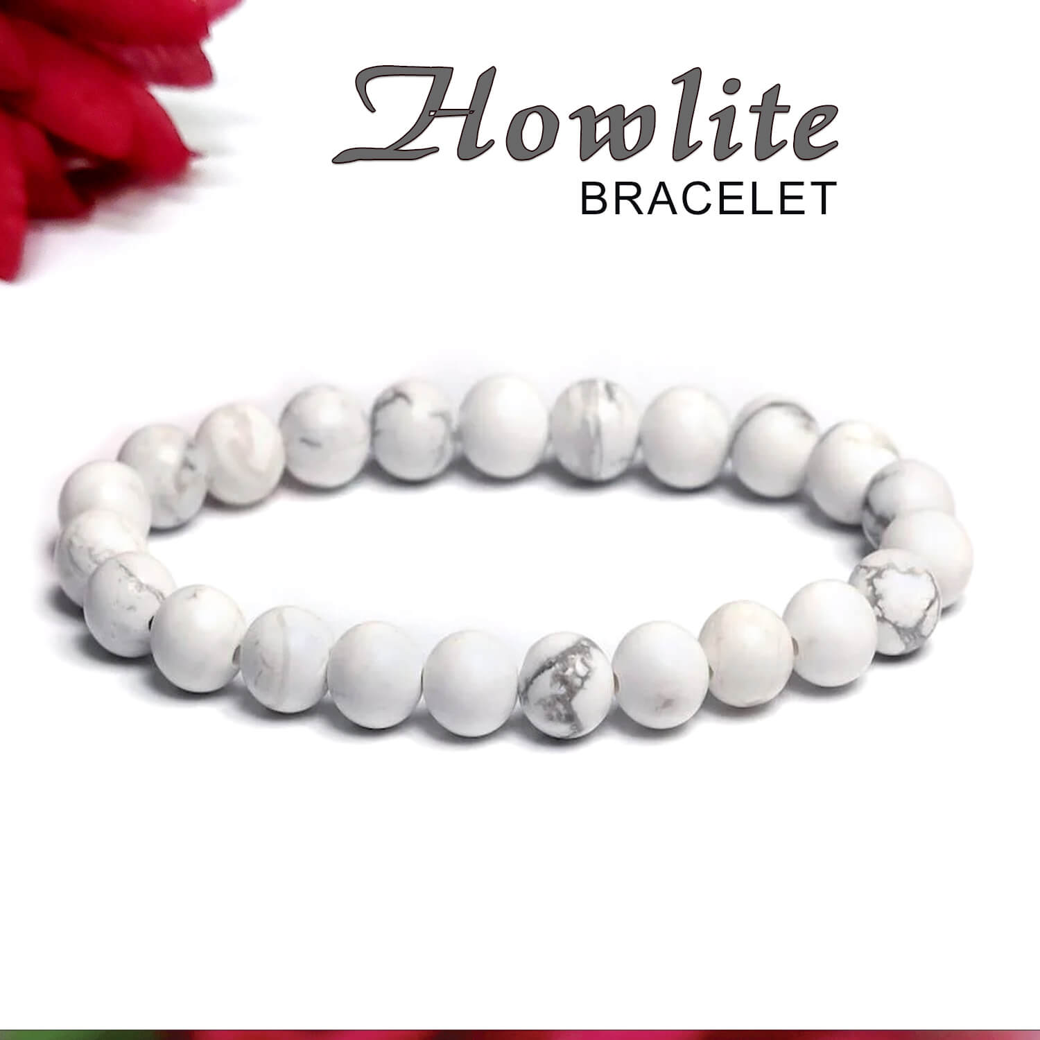 Howlite Bracelet, Natural Stone, Gemstone, 925 Silver Bracelet, White Bracelet, Accecories, Gift to Surprise, High Quality, outlet Original stone