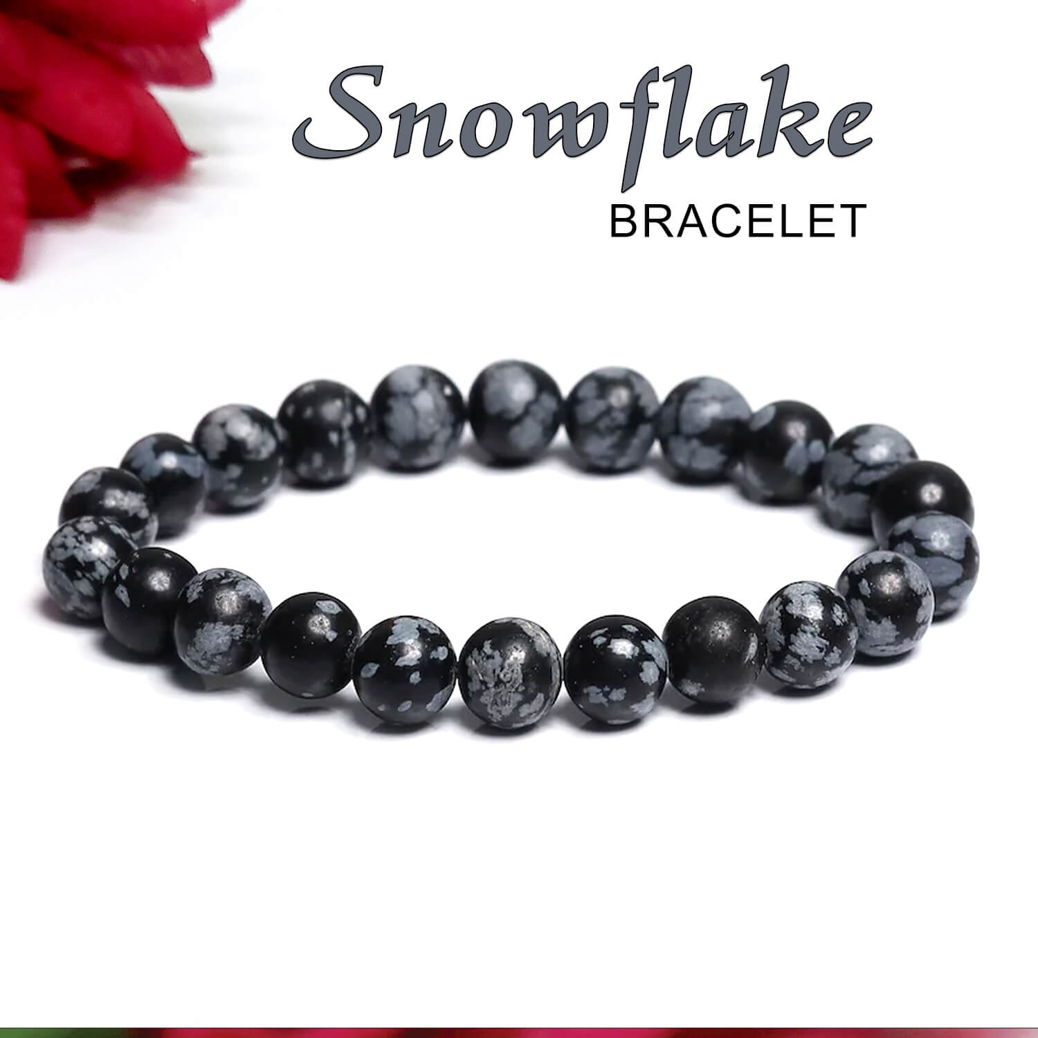 Certified Snowflake 8mm Natural Stone Bracelet - Main Image