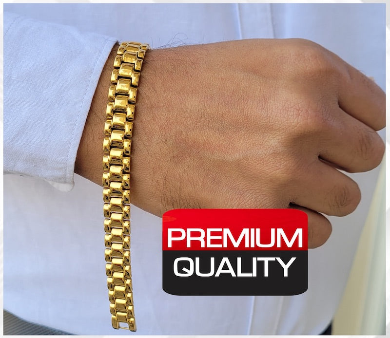 24K Gold Plated Stylish Chain Bracelet Wrist Size 8.5 inch or more
