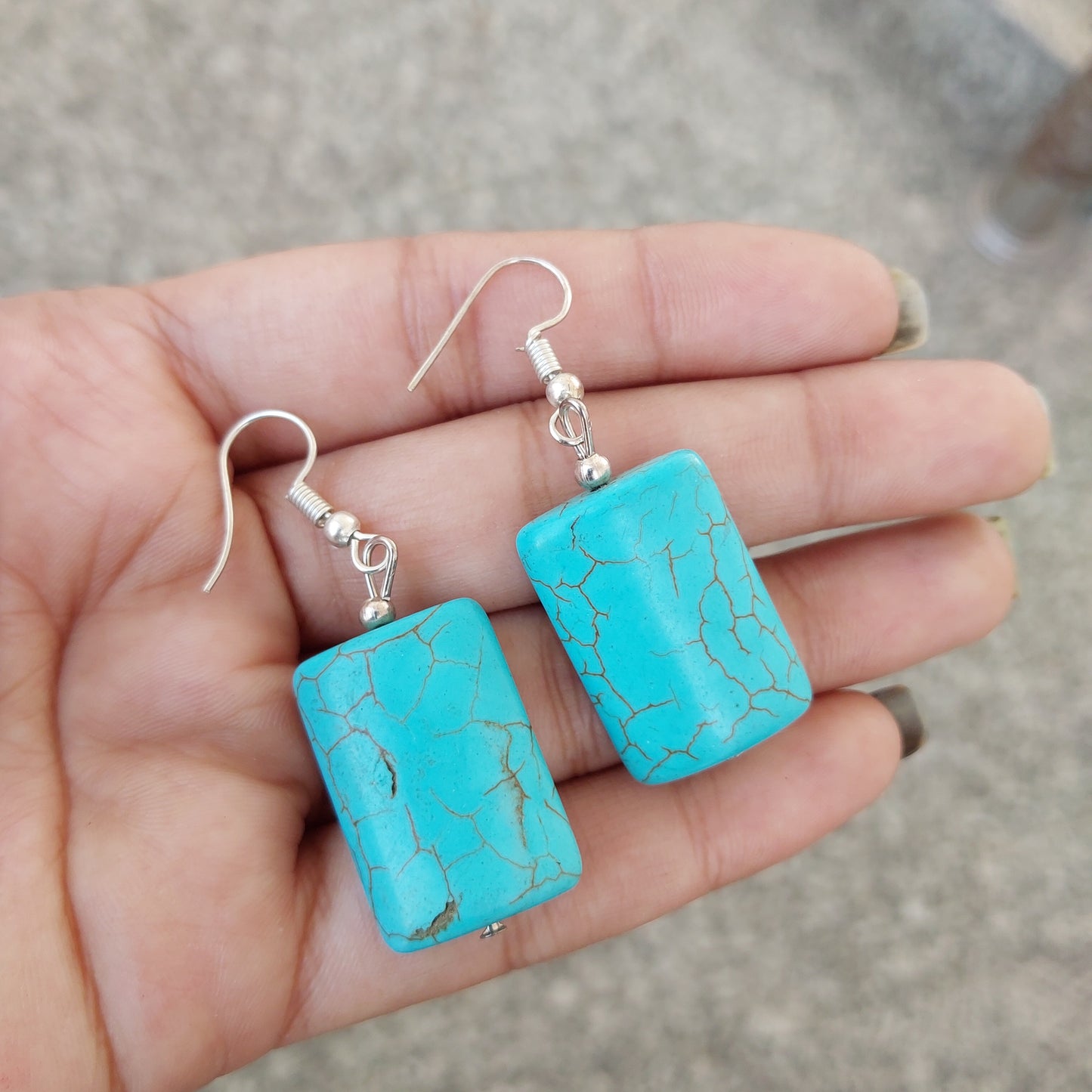 Imeor Turquoise Cylindrical Shape Earrings