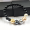 Multicolor Shell Pearls 10mm Bracelet With 8mm Black Beads