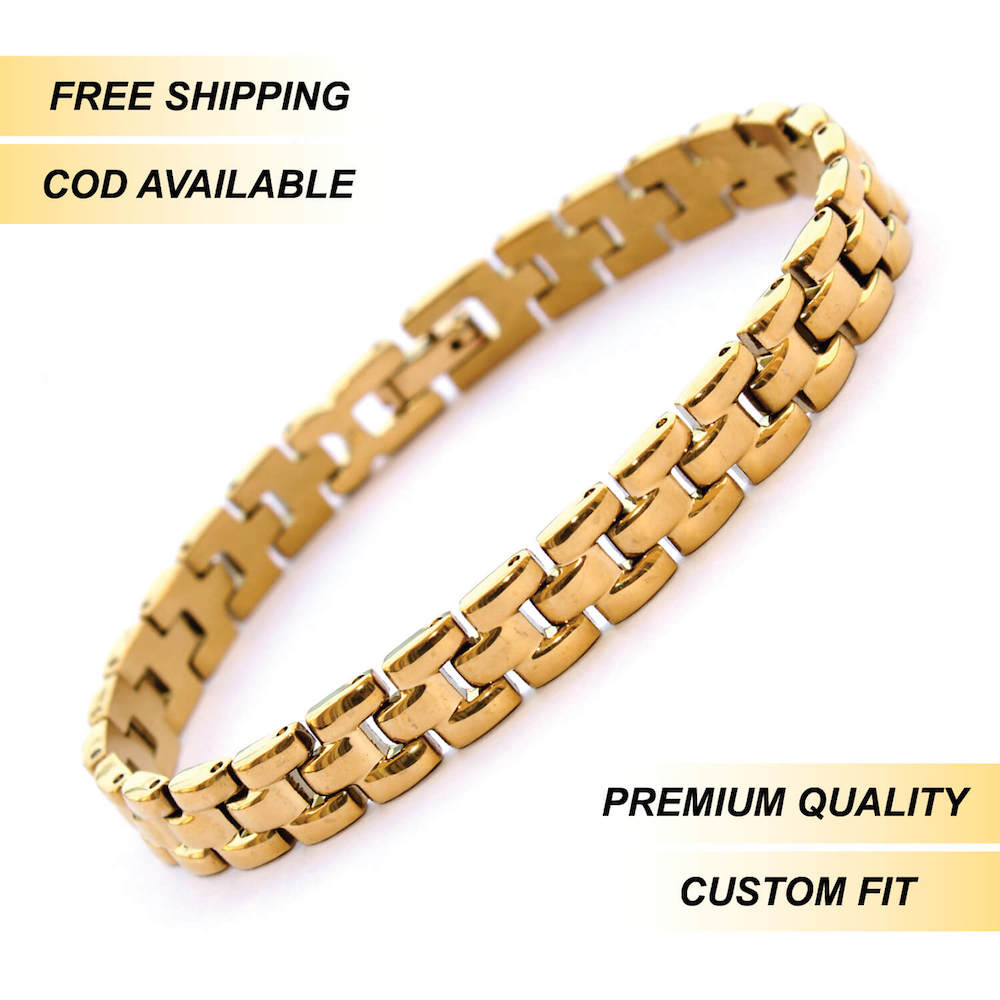 24K Gold Plated Premium Chain Bracelet Wrist Size 8.5 inch or more