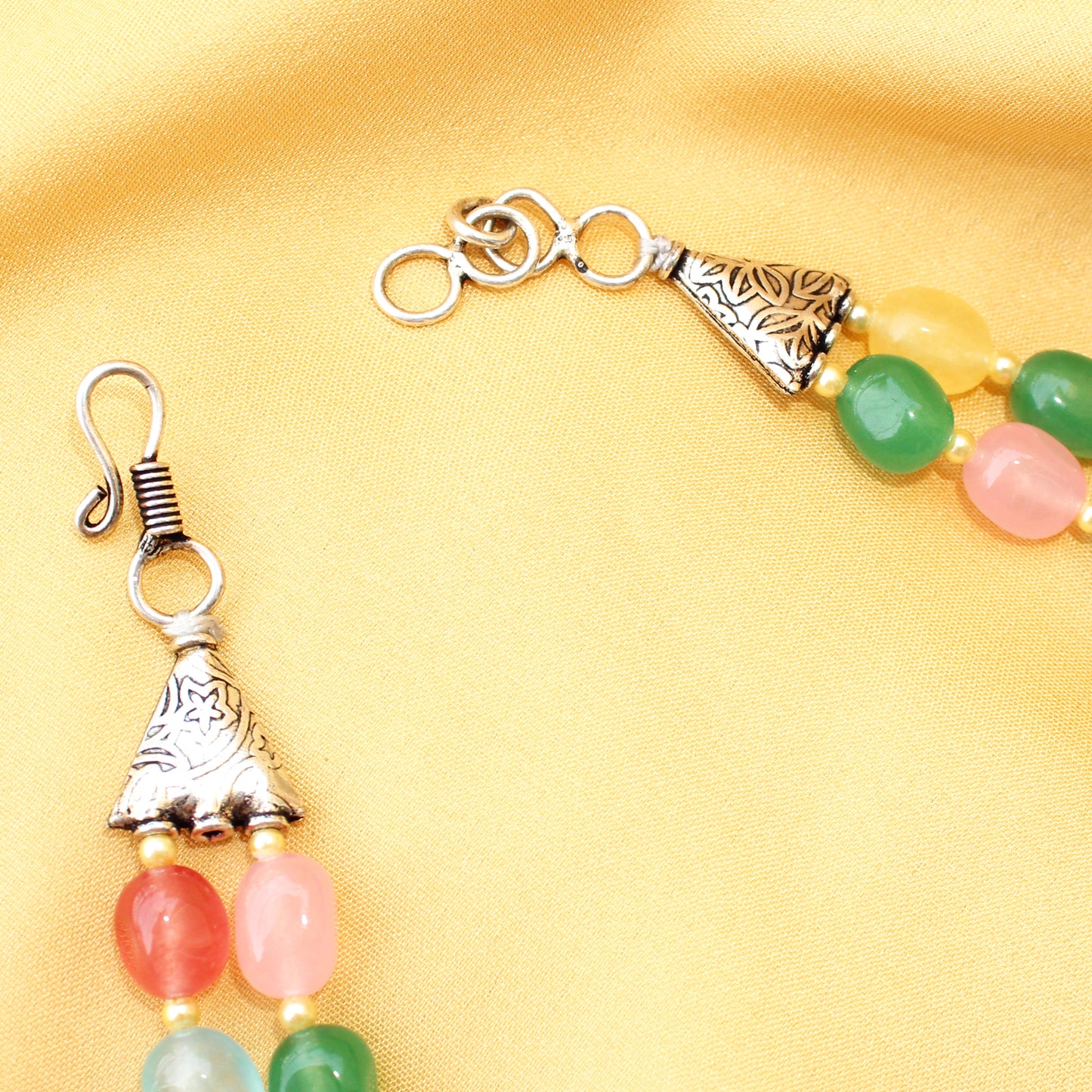 Imeora Multicolor Quartz Double Line Necklace With Earrings