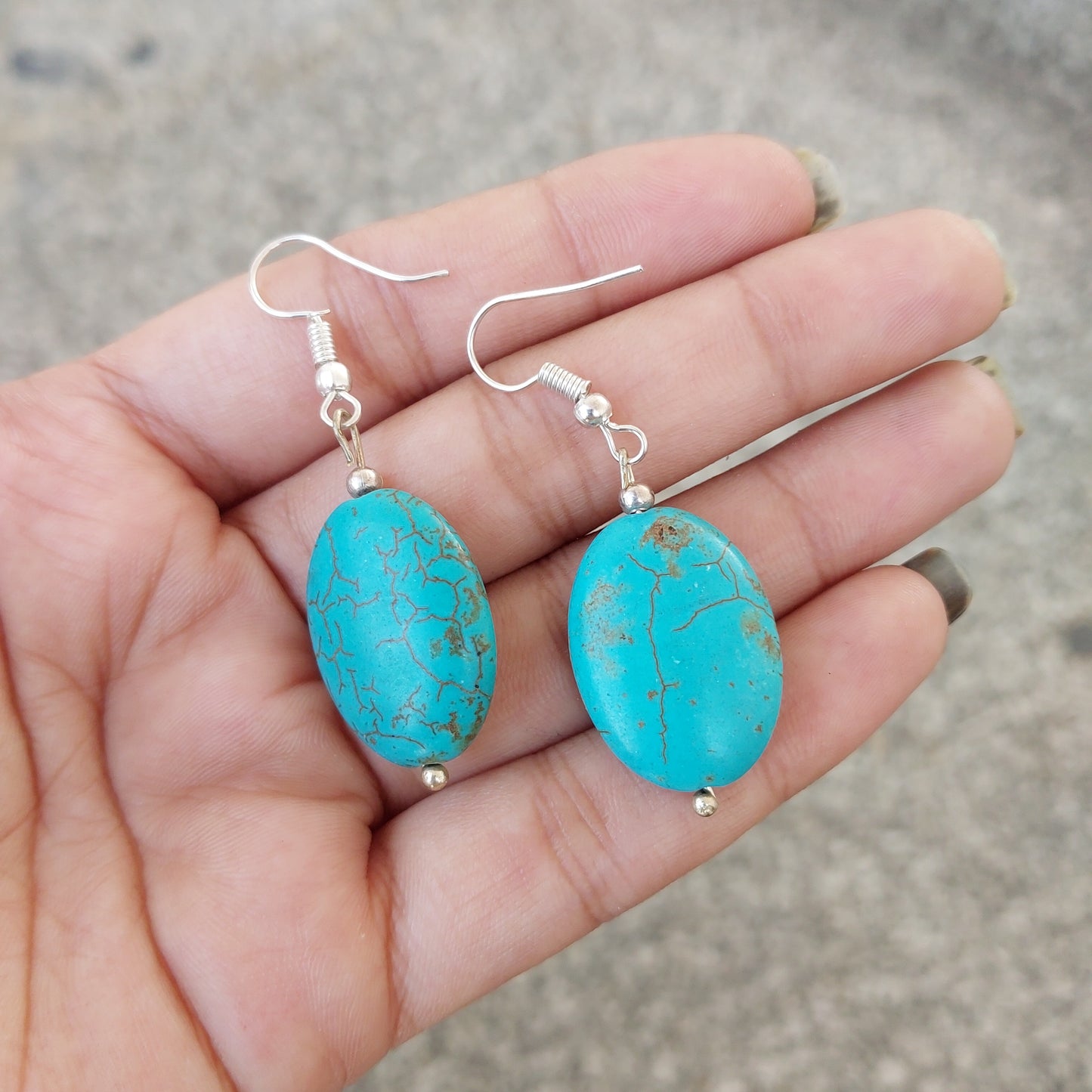 Imeor Turquoise Oval Shape Earrings