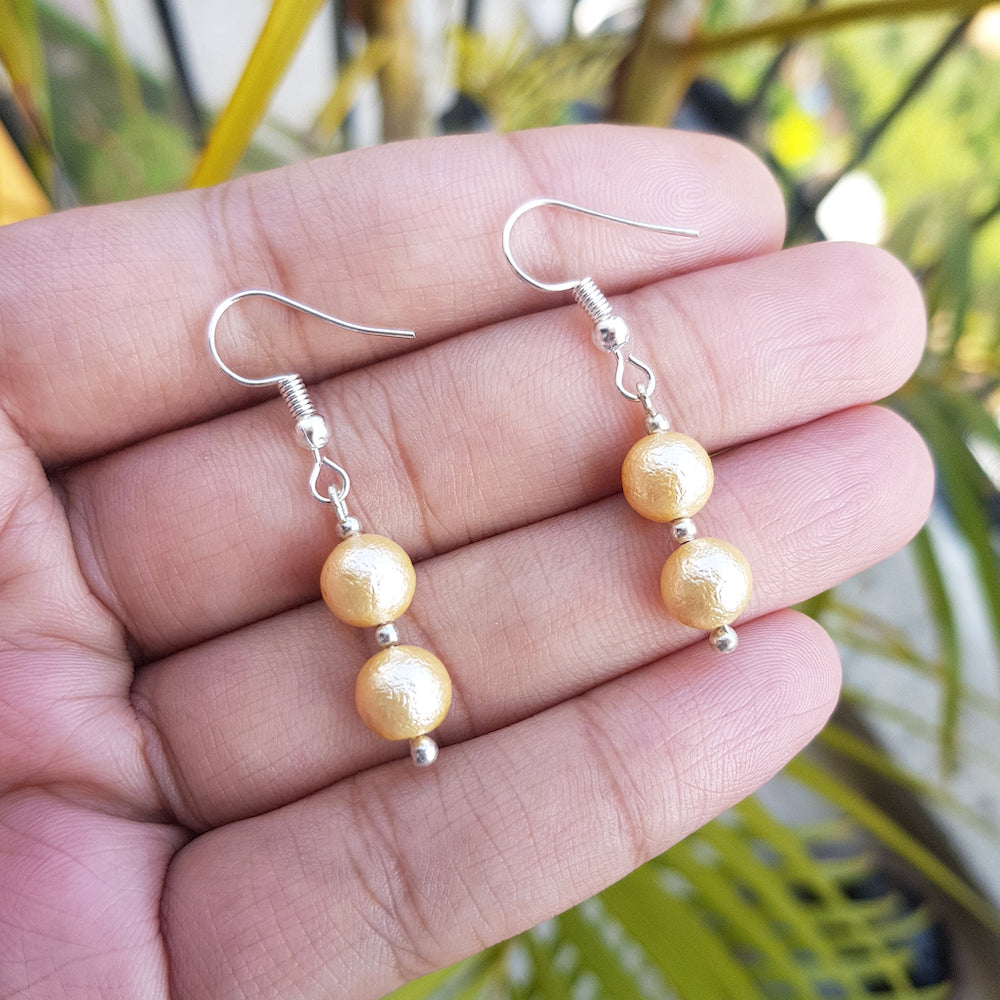 Matt Golden Pearl Earrings