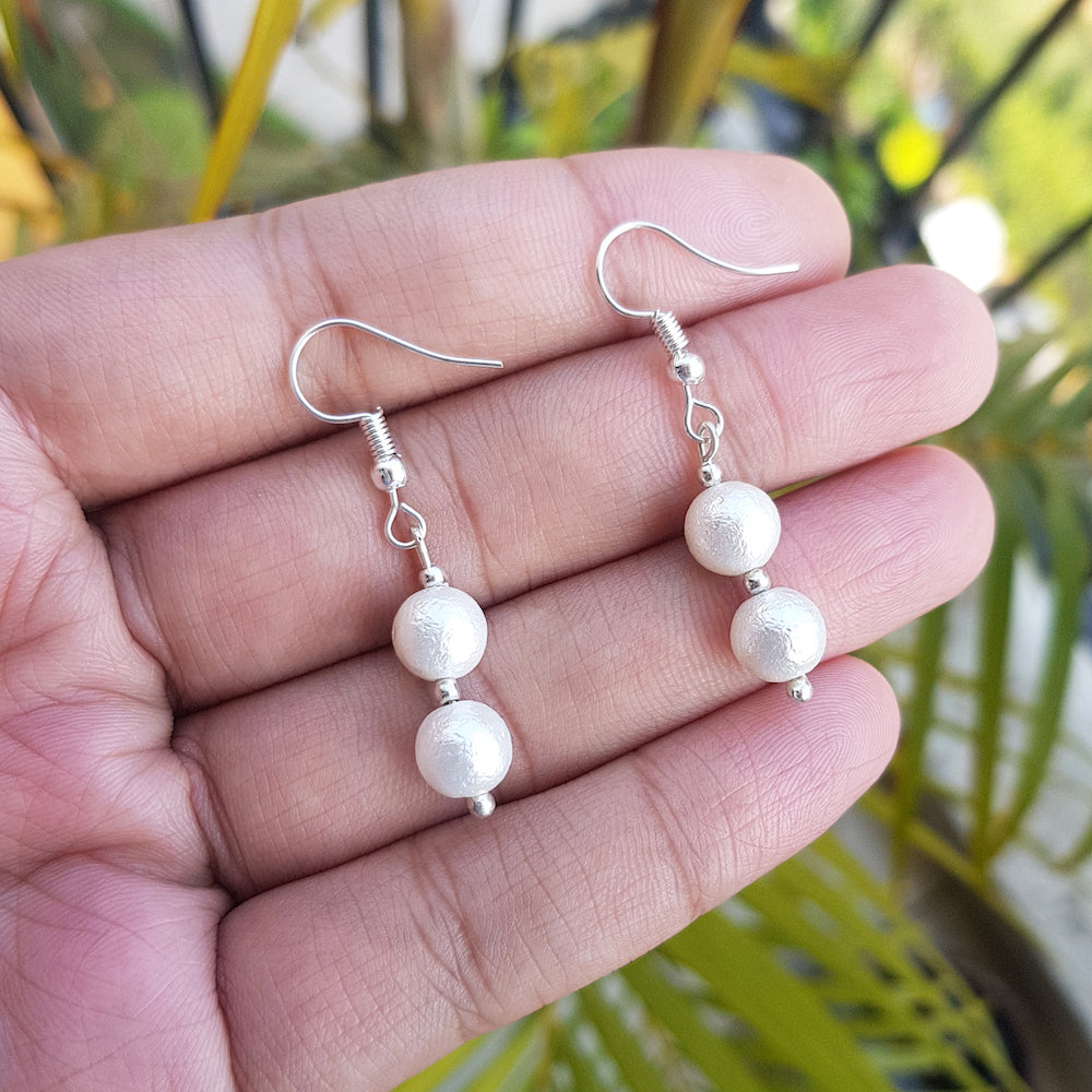 Matt White Pearl Earrings