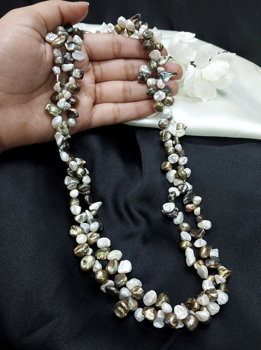 Rice pearls Jewelry,fresh water pearls ,Nakshi Temple Necklace,Indian –  Nihira