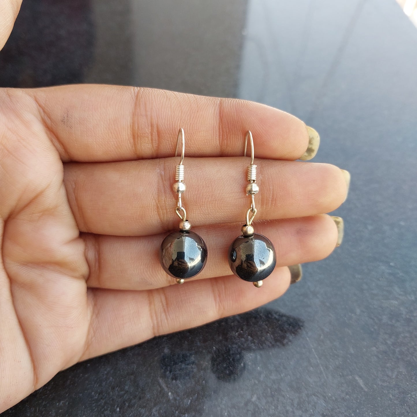 Imeora Black Hematite Natural Stone Earrings