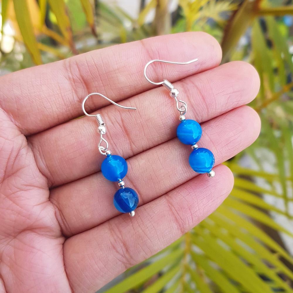 Imeora Tripple Line 10mm Agate Necklace With 8mm Earrings