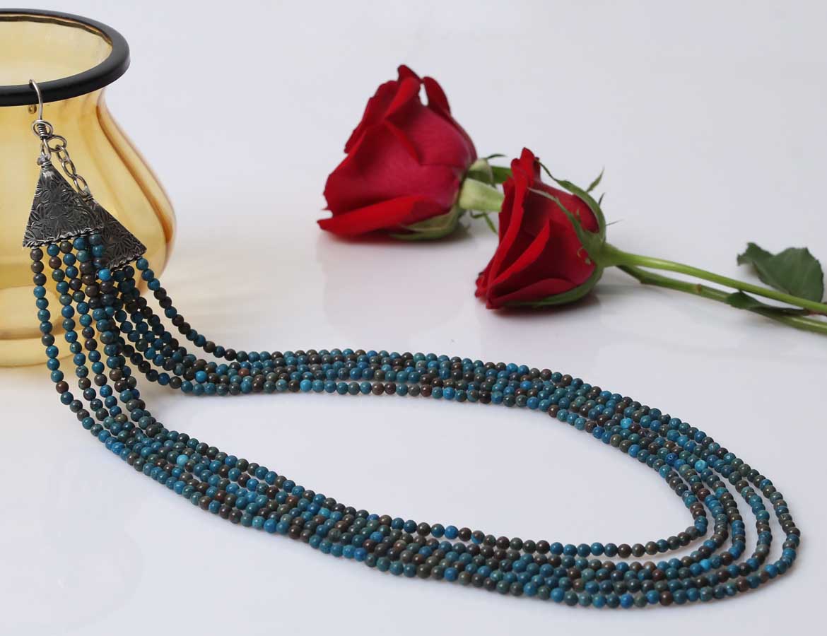 Imeora Exclusive Five Layer Chrysocolla Natural Stone Necklace