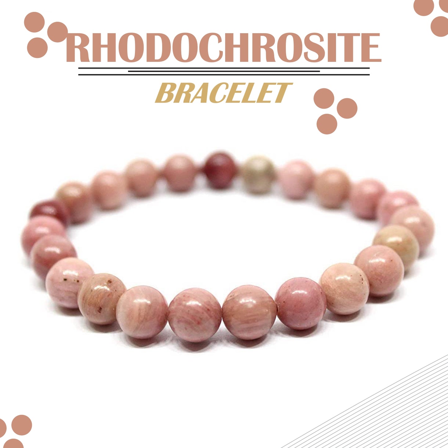 Certified Rhodochrosite 8mm Natural Stone Bracelet