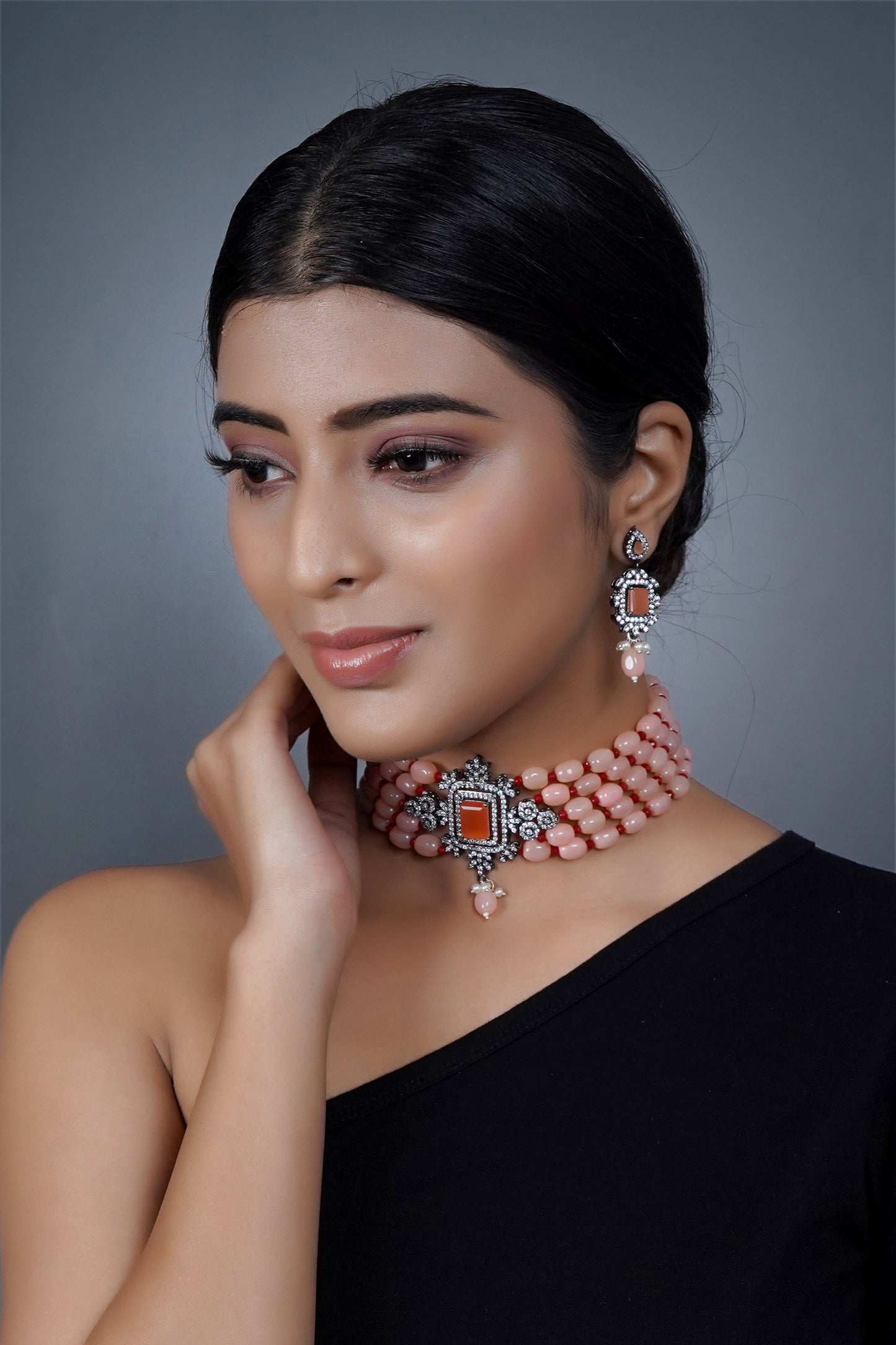 Imeora Designer Choker Necklace Set With Handmade Dori