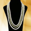 Imeora Exclusive Tripple Line White Green White Shell Pearl Necklace