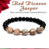 Red Picasso Jasper With Black Obsidian And Golden Hematite Bracelet