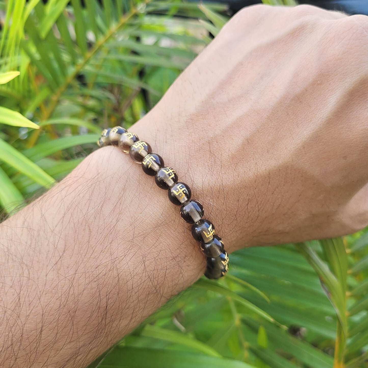 Swastik Onyx 8mm Stone Bracelet