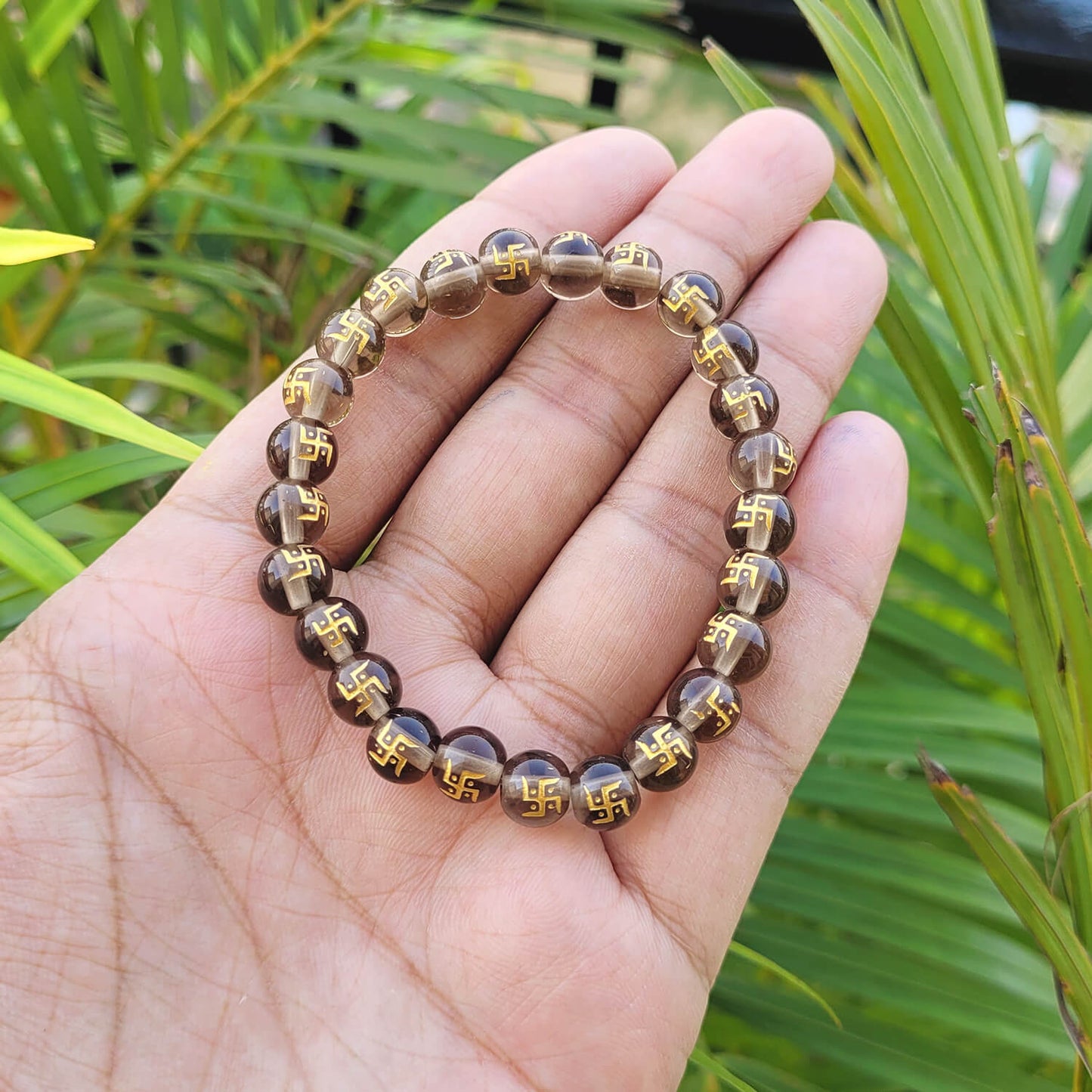 Swastik Onyx 8mm Stone Bracelet