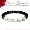 Clear Quartz With Black Obsidian And Golden Hematite Bracelet