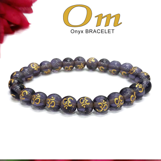 Om Onyx 8mm Stone Bracelet