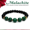 Diamond Cut Malachite Jade With Black Obsidian And Golden Hematite Bracelet
