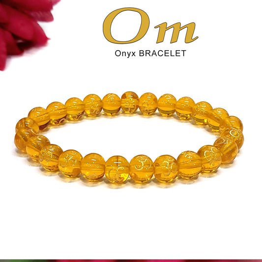 Om Onyx 8mm Stone Bracelet