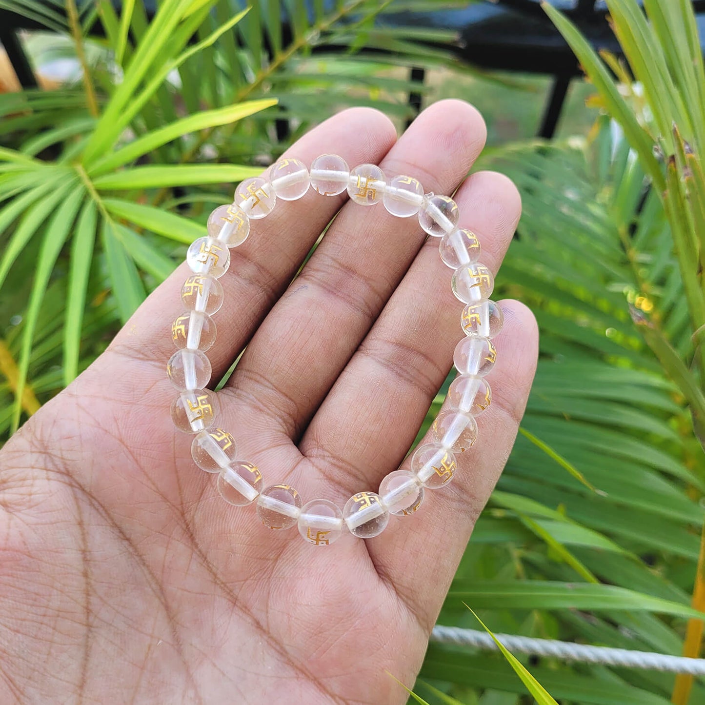 Swastik Onyx 8mm Stone Bracelet