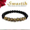 Swastik Black Obsidian With Onyx And Golden Hematite Bracelet
