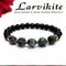 Diamond Cut Larvikite With Black Obsidian And Golden Hematite Bracelet