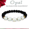 Diamond Cut Opal With Black Obsidian And Golden Hematite Bracelet