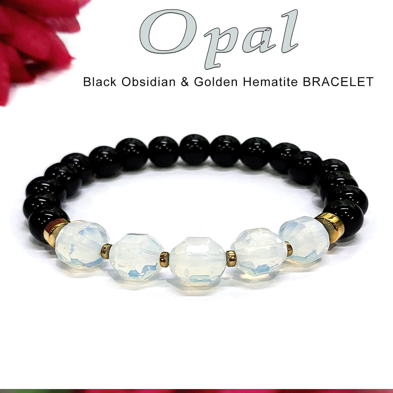 October Birthstone Pink Opal Bracelet Set, Dainty Sterling Silver Stac –  Dainty Rocks Jewellery
