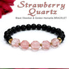 Strawberry Quartz With Black Obsidian And Golden Hematite Bracelet
