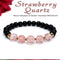 Diamond Cut Strawberry Quartz With Black Obsidian And Golden Hematite Bracelet