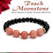 Diamond Cut Peach Moonstone With Black Obsidian And Golden Hematite Bracelet