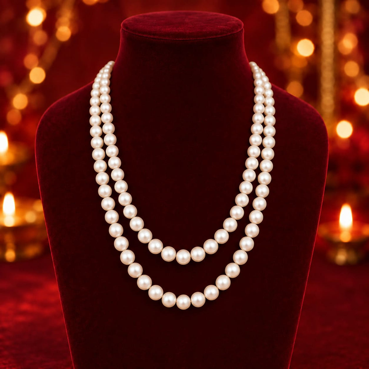 Classic Double Layer 8MM Pearl Necklace