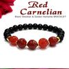Red Carnelian With Black Obsidian And Golden Hematite Bracelet