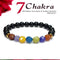 Diamond Cut 7 Chakra With Black Tourmaline And Golden Hematite Natural Stone Bracelet
