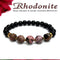 Rhodonite With Black Obsidian And Golden Hematite Bracelet