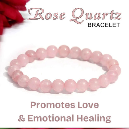 Natural Rose Quartz Bracelet Certified for Unconditional Love and Healing