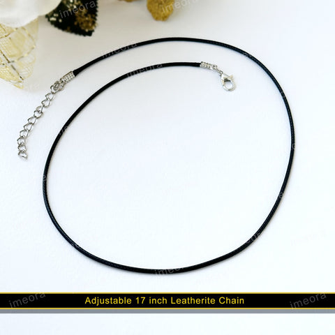 Pencil Shape Stone Pendants With 17 Inches Leatherite Adjustable Chain