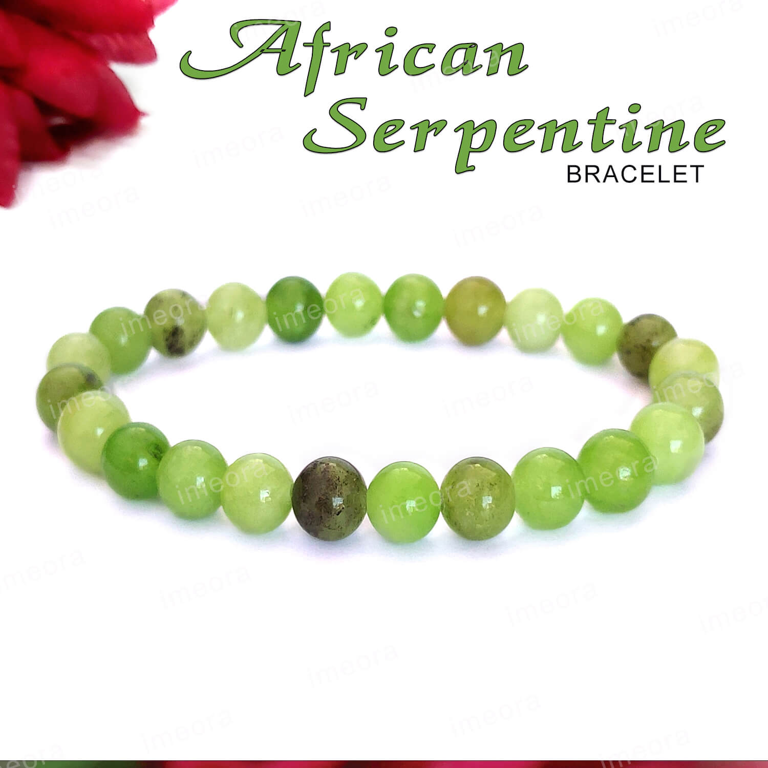 Certified Serpentine 8mm Natural Stone Bracelet– Imeora
