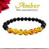Certified Amber 8mm Natural Stone Bracelet With Lava Stone