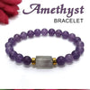 Amethyst Matte Tumble Natural Stone Bracelet With Golden Hematite
