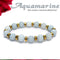 Diamond Cut Aquamarine With Golden Hematite Natural Stone Bracelet