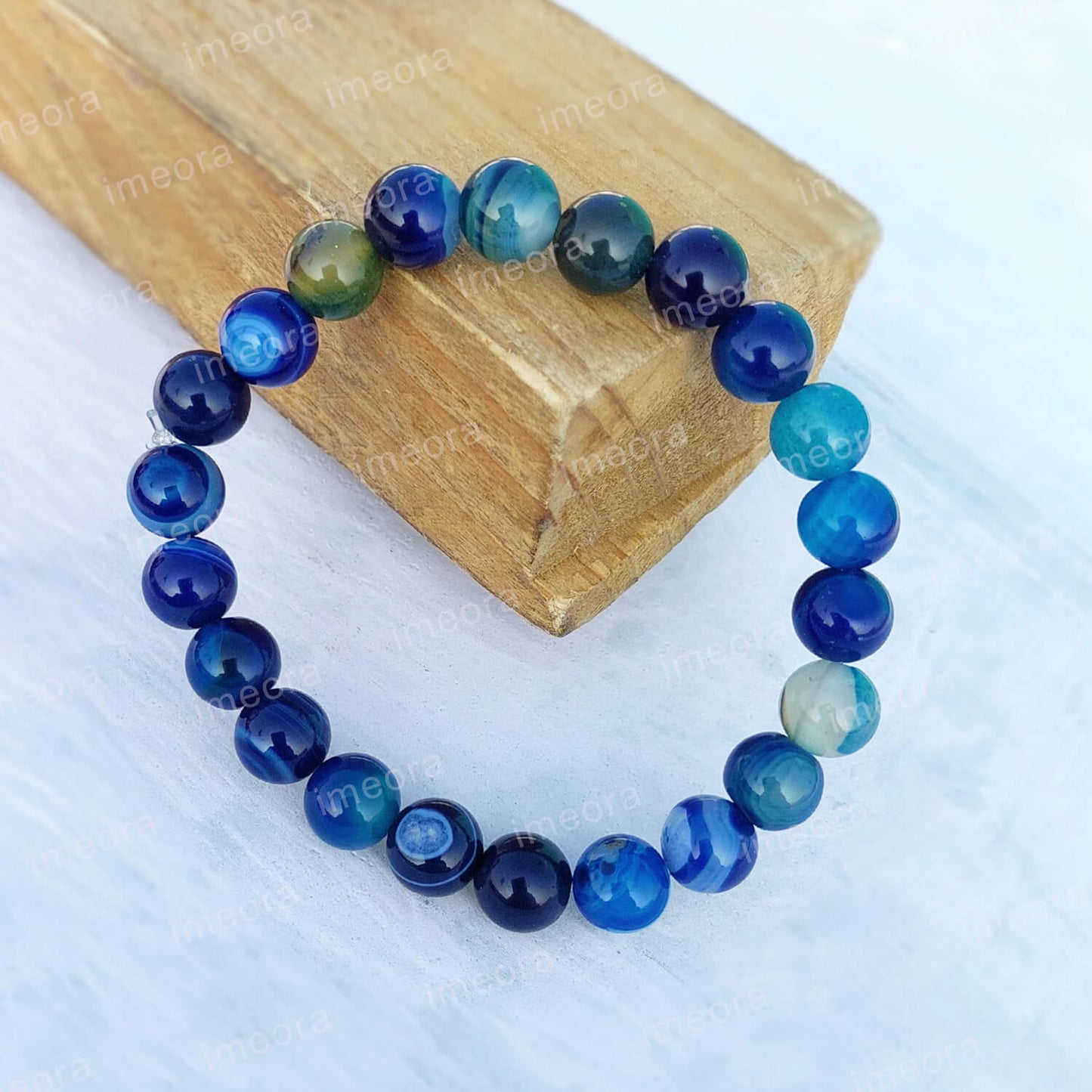 Blue Agate 8mm Stone Bracelet