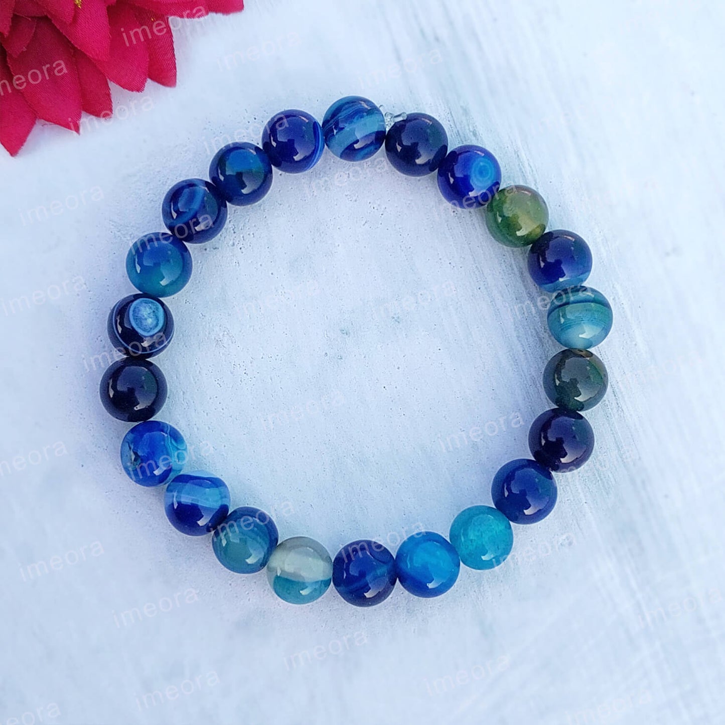 Blue Agate 8mm Stone Bracelet