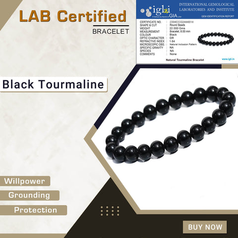 Certified Black Tourmaline 8mm Natural Stone Bracelet