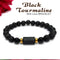 Black Tourmaline Matte Tumble Bracelet With Lava Stone And Golden Hematite