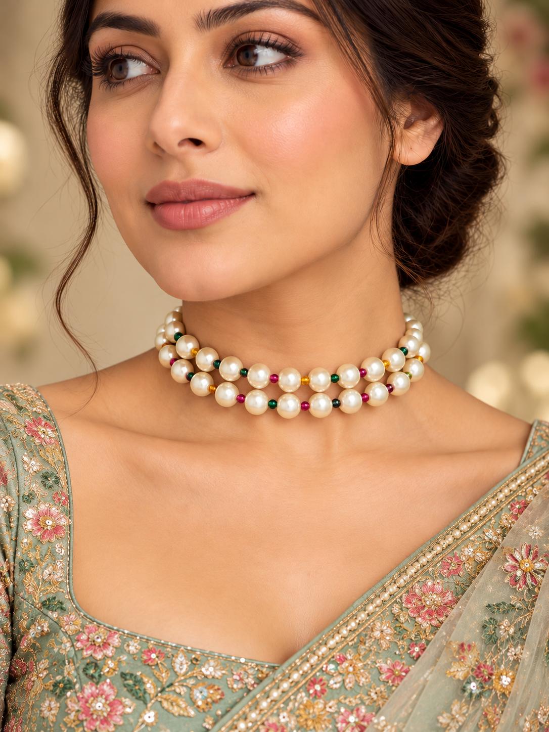 Rangoli Royale Multicolour Pearl Choker