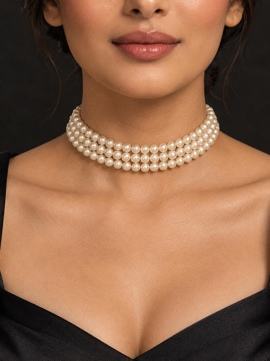 Classic Royale Triple-Layer Pearl Choker