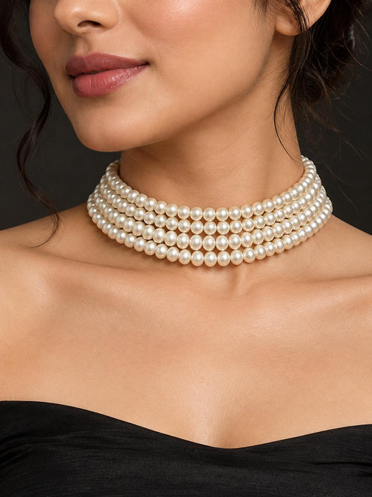 Pearl Royale Four-Layer Classic Choker